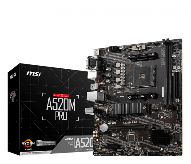 MSI Płyta główna A520M PRO AM4 2DDR4 DP/VGA/HDMI USB 3.2 mATX - 588817 - zdjęcie